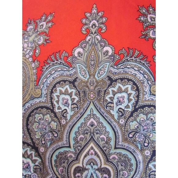 Vintage Liberty Of London Silk Scarf 23 x 23 in Pink Olive Fleur De Lis Red - Picture 7 of 16